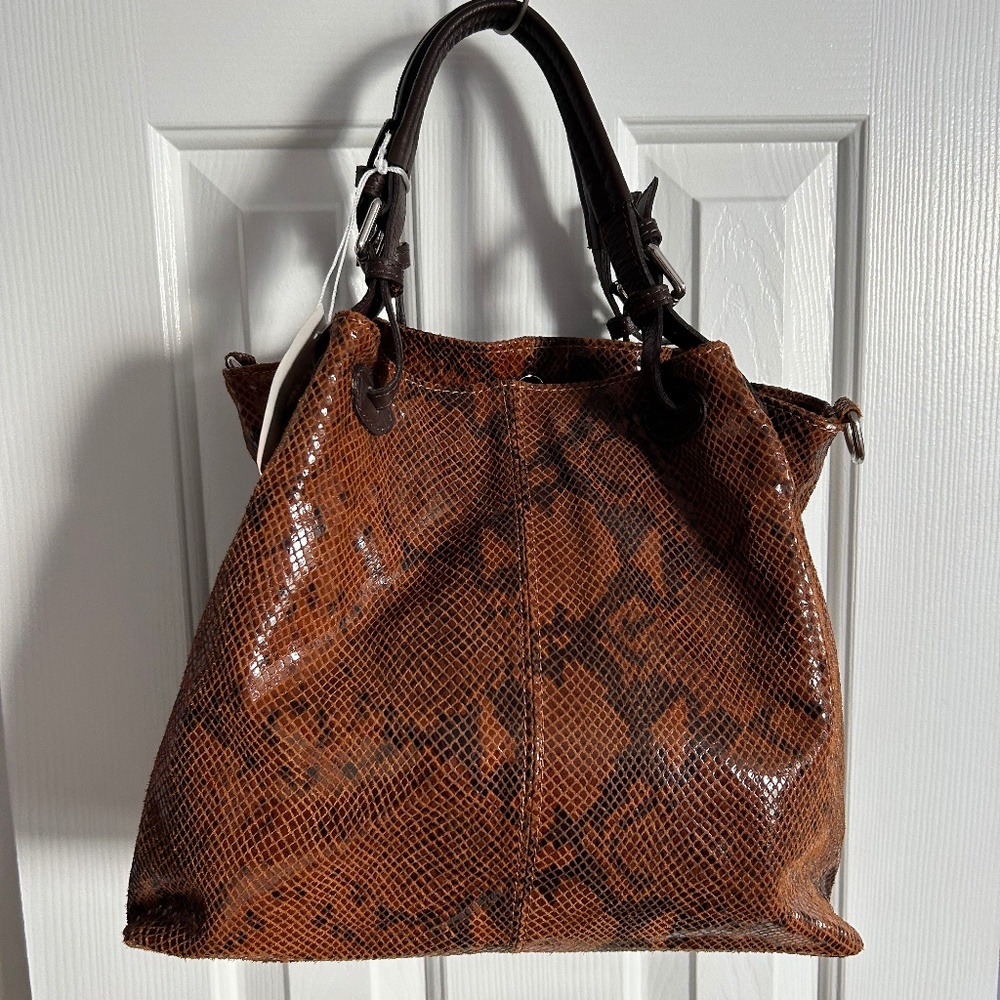 NWT Italian Faux Snakeskin Handbag